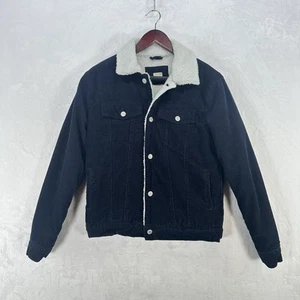 Giacca Brandy Melville J Galt donna S blu velluto a coste camionista sherpa foderata grunge - Foto 1 di 10