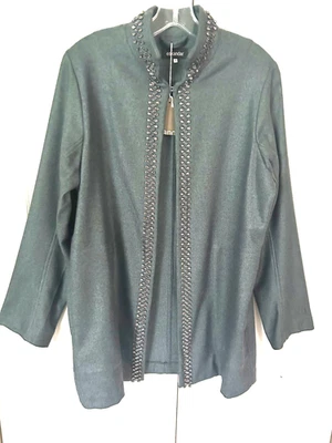 NWT Eskandar Structured Achkan Jacket Cashmere Silk Beaded Sz 0 S 42" Bust Jade - Image 1 of 4
