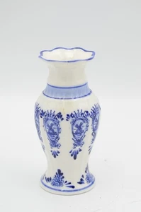 Blaue Delfter gewellter Hals Knospenvase 6" Windmühle Holland Andersons Erbsensuppe - Bild 1 von 11