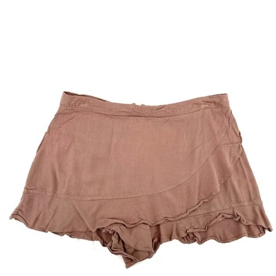 Falda corta envolvente con volantes marrón Altar'd State para mujer talla L mezcla de rayón Foto 1 de 4