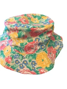 Baar & Beards Floral Bucket Hat Vintage Tan Base Multicolor Flowers 100% Cotton - Picture 1 of 4