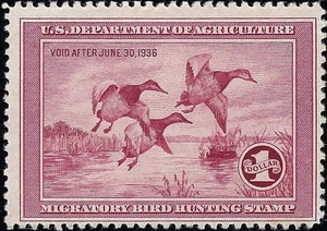 US Scott #RW2 Mint Hinged VF 1.00 1935 US Federal Duck Stamp CV 375.00 - Picture 1 of 2