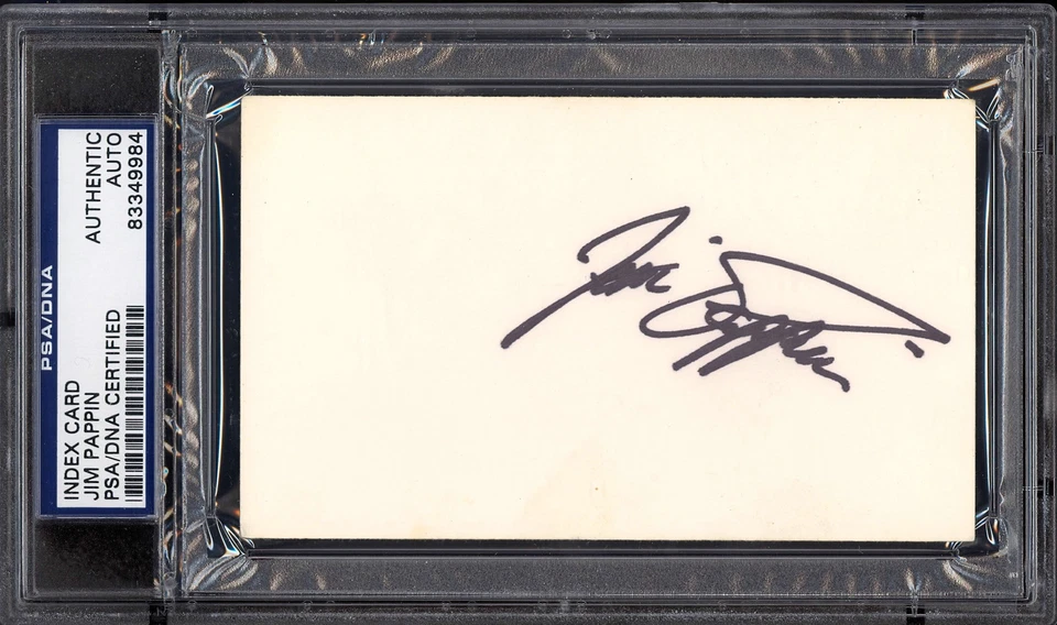 JIM PAPPIN PSA DNA AUTOGRAPH AUTO SIGNED NM INDEX CARD MAPLE LEAFS BLACK HAWKS - Image 1 of 1