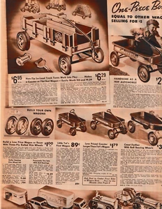 CHORE TRUCK Flat-Bed Toy Wagon Wind-up Truck Tractor 1938 WARDS CATALOG Ads - Picture 1 of 5