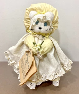 Vintage Bluebonnet Baby Blue Bonnet Village Cat Doll Waco Texas con etichette - Foto 1 di 12