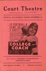 College Coach Original Filmprogramm Herold aus dem Film von 1933 - Bild 1 von 1