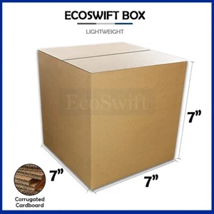 1-Box 7x7x7 EcoSwift Cardboard Packing Moving Shipping Box Corrugated Cartons - Picture 1 of 5