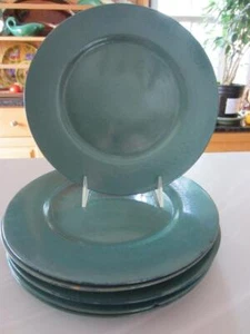 2 Paul Revere Pottery Sat Evening Girls Green Glaze 10" DINNER Plates Boston1920 - Picture 1 of 9