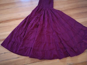 Damen Rock Maxi Stufenrock dunkelrot gesmokt Hippie boho ibiza one size - Bild 1 von 4