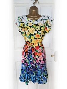 MARY KATRANTZOU X LIPSY Colourful Floral Flutter Sleeve Fit & Flare Dress, sz 12 - Picture 1 of 8