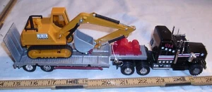 KENWORTH SEMI TRACTOR FLAT HAULING EXCAVATOR SEMI TRUCK &  TRAILER SET HONG KONG - Picture 1 of 2