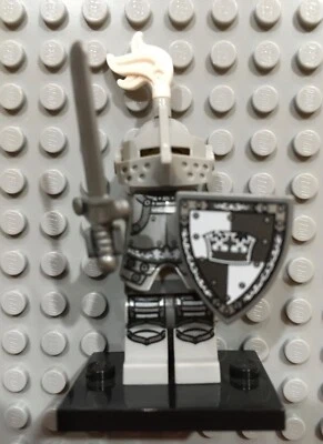 LEGO Caballero Heroico Minifigura Serie 9 71000 Gris Gris Escudo Castillo Reino Foto 1 de 4