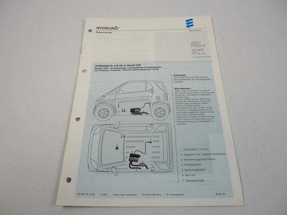 Smart CDI Bj. 2000 Eberspächer Hydronic D4WSC Einbau Heizgerät - Bild 1 von 1