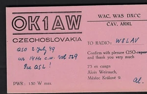 QSL CB Radio CARD"OK1AW,Alois Weirauch,49",Czechoslovakia(Q8394) - Picture 1 of 2