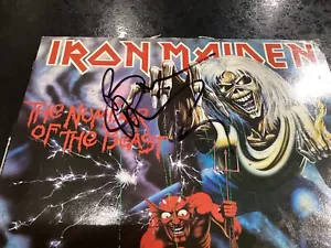 IRON MAIDEN - The Number Of The Beast 1987 Sign By Bruce Dickenson Vinyl - Picture 1 of 7