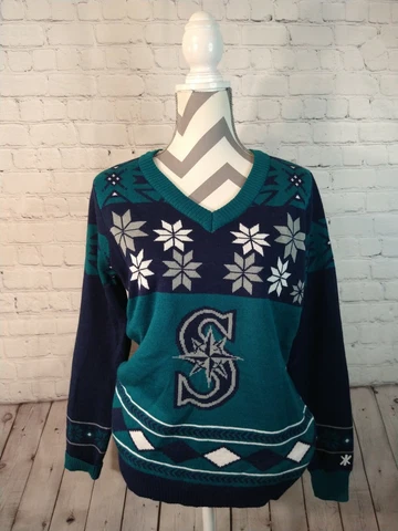 EUC women's KLEW BRAND / SEATTLE MARINERS Ugly Christmas Sweater - SMALL / MED Cover