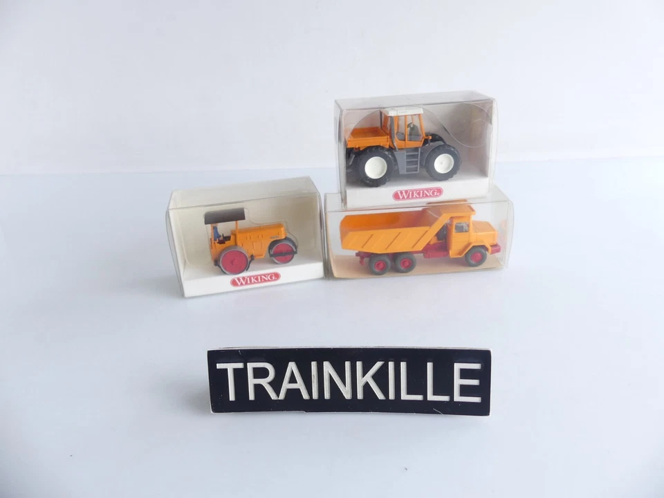 WIKING 1:87 HO 3 VEHICULES DE CHANTIER MAGIRUS CAMION / TRACTEUR / ROULEAU - Photo 1/3