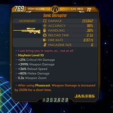 PSN/Xbox/PC Borderlands 3 [Level 72/M10] Ionic Disruptor (250%PHASECAST)