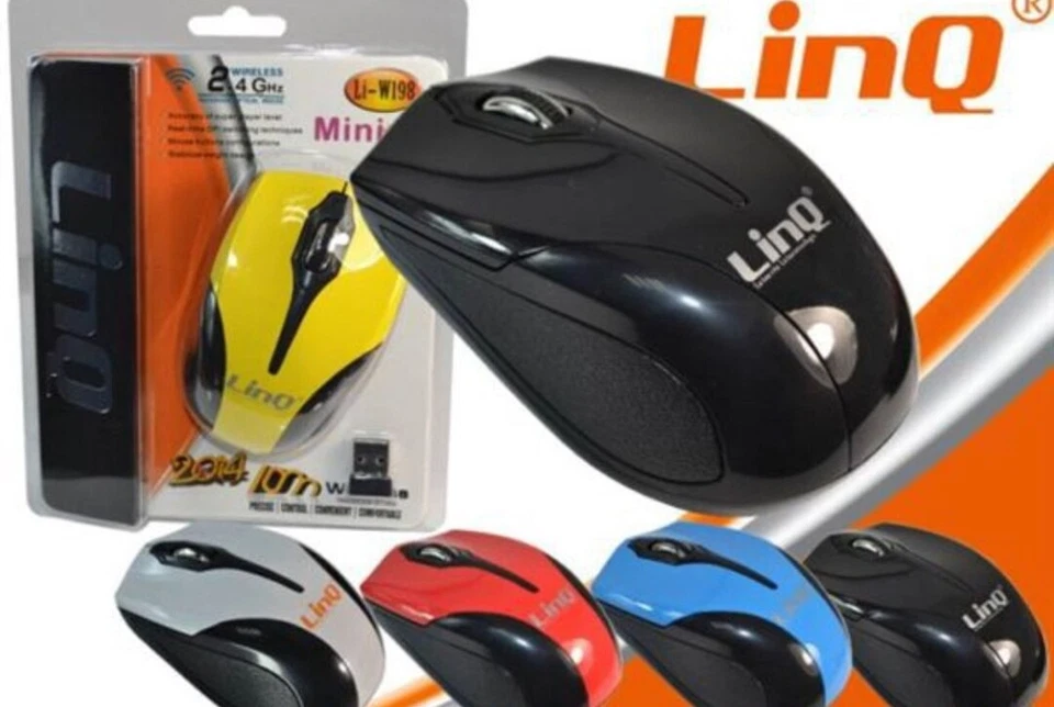 MOUSE WIRELESS LINQ LI-W198 USB 2.4G 1000 DPI OPTICAL MOUSE PC COMPUTER MOUSE - Immagine 1 di 1