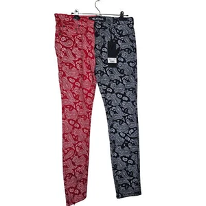 Valabasas Herren Paisley Print Slim Fit Hose 32 Rot & Schwarz Split Bandana Stretch - Bild 1 von 12