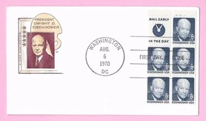 Panel de folleto FDC 1970 EE. UU. - pres. Eslogan y DWIGHT D EISENHOWER WASHINGTON DC - Imagen 1 de 1