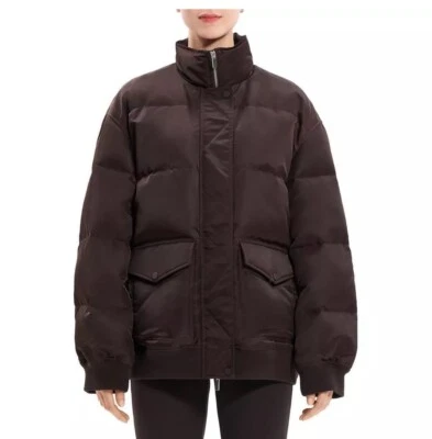 Theory Oversized Down Puffer Bomber Jacket Aero Nylon in Mink Size M/L NWT - Image 1 of 4