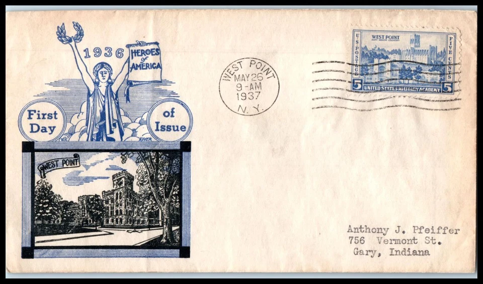 1937 Army 5c West Point New York Sc 789-10.1 FDC with Ralph Dyer cachet (E08 - Image 1 of 1