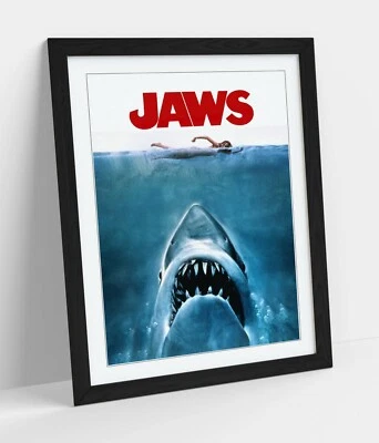 VINTAGE JAWS MOVIE POSTER -ART FRAMED POSTER PICTURE PRINT ARTWORK- RED - Image 1 of 4