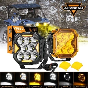 2x AUXBEAM 4" Spot LED Pods Driving Lights & Amber Covers for Can Am Maverick X3 - Picture 1 of 12