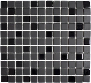 Mosaik Fliese Keramik schwarz unglasiert Glas Wand 18-CUG70 I 10 Mosaikplatten - Bild 1 von 3