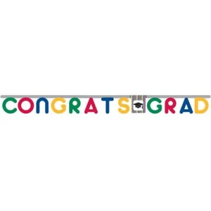 Graduation Stripes Jointed Banner Paper 8.5" 7" Letters x 9' Long Decoration - Picture 1 of 1