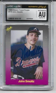 JOHN SMOLTZ, AUTOGRAPHED ROOKIE CARD 1989 CLASSIC #174, JSA GRADED GEM MT 10 - Picture 1 of 2