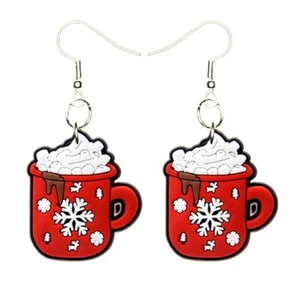 Pendientes de Navidad hechos a mano hipoalergénicos chapados en plata anzuelos - Imagen 1 de 5