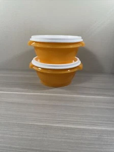 Tupperware Classic 10 oz Servalier Set of 2 Orange w/ White One-touch Seal New! - Picture 1 of 5