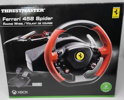 THRUSTMASTER Ferrari 458 Spider Racing Wheel for XBOX Red Black Real Size Pedals - Image 1 of 4