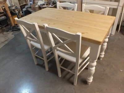 FARMHOUSE PAINTED 4' X 3' TABLE BESPOKE AVAILABLE SOLID PINE- F&B SLIPPER SATIN - Image 1 of 4