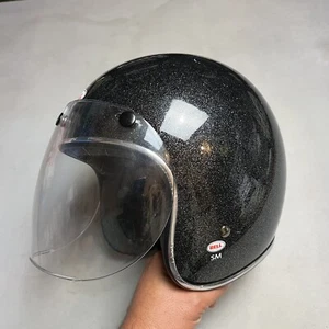 BELL Custom 500 Motorcycle Helmet Silver Sparkle Glitter With Face Shield XS - Picture 1 of 10