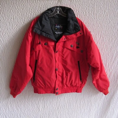 Slalom Goose Down Jacket M Coat Solid Red Polaris Vintage Ski Mens Y2k Knit Cuff - Image 1 of 4