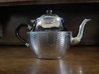 weave teapot - Vintage SWAN Brand Cromalin 6 CUP TEAPOT England Wikka Ware Basket Weave Pattern