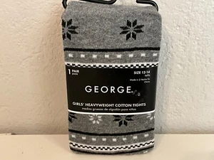 George Girls Gray, Black & White Heavyweight Cotton/Poly Tights Size12-14 NEW - Picture 1 of 4