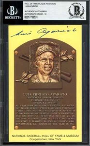 Luis Aparicio Gem Mint 10 Beckett BAS Signed Gold Hall of Fame Plaque Postcard - Picture 1 of 2