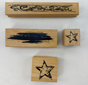 Art Impressions Rubber Stamp Lot Sketch Style & Brush Strokes