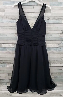 Vintage Dress Size 2 Small Mica Knee Length Black Lace USA Made Sheer Overlay - Image 1 of 4