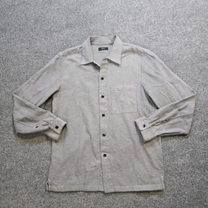 Theory Shirt Men Size Small Gray Wyoming Button Long Sleeve Twill Flannel Casual - Picture 1 of 9