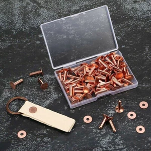 100pcs Copper Rivets and Burrs Washers Leather Copper Rivet Fastener for Colla - Picture 1 of 9