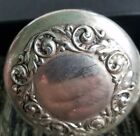 Antique Victorian Sterling Silver lid  Glass Jar Box floral #5
