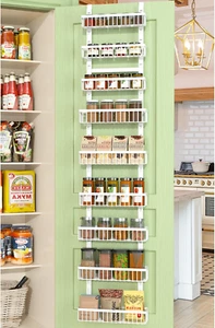 Over the Door Pantry Organizer 9 Tier Metal Narrow Door Pantry Spice Rack with H - Picture 1 of 6