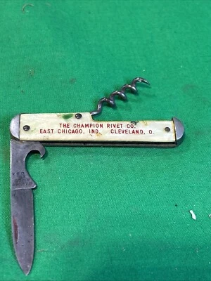 The Champion Rivet Co SYRACUSE KNIFE Co. U.S.A. POCKET KNIFE, OPENER & CORKSCREW - Image 1 of 4