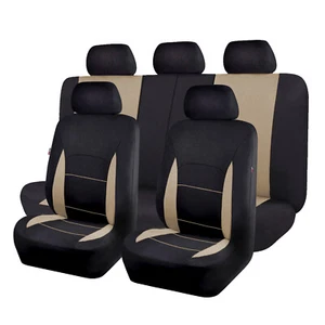 Universal Car Seat Covers for Trucks Protectors Beige Black Rear Split Sporty - Picture 1 of 14