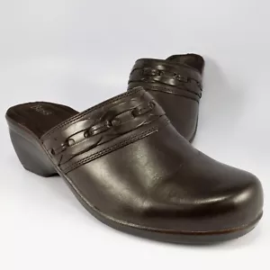 Bass BRANSON Slide Clogs Womens Size 9M Brown Leather Slip-Ons Mules Loafers - Picture 1 of 10